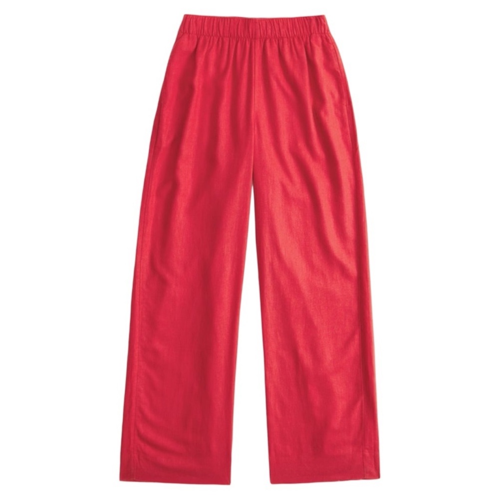 Abercrombie & Fitch Linen Blend Wide Leg Pull On Red Pants Size Small Regular